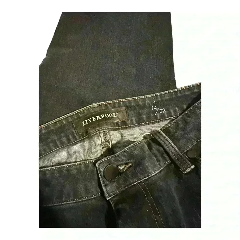 Liverpool Mid Rise Skinny Ankle Jeans Blackout Blue Size 14P